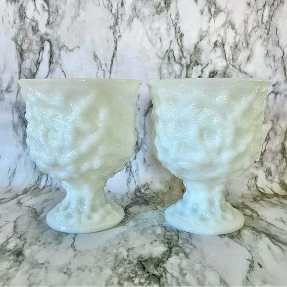 E.O. Brody bumpy milk glass vases - Picture 1 of 3